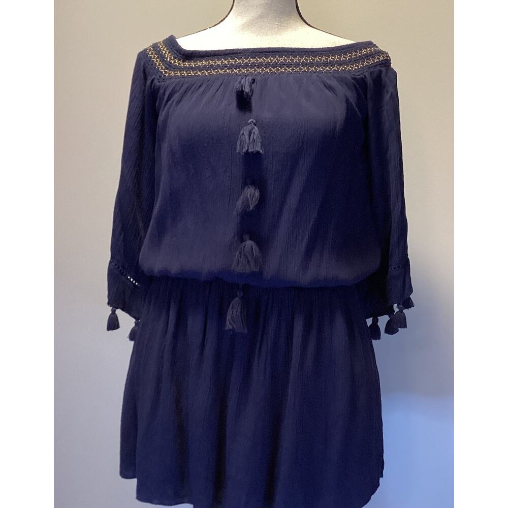 Lilly Pulitzer Joelle Off Shoulder True Navy Blue Mini Dress size XS